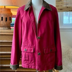 Women's L.L. Bean Red Canvas Adirondack Barn Chore Coat Quilt Lined Medium EUC
